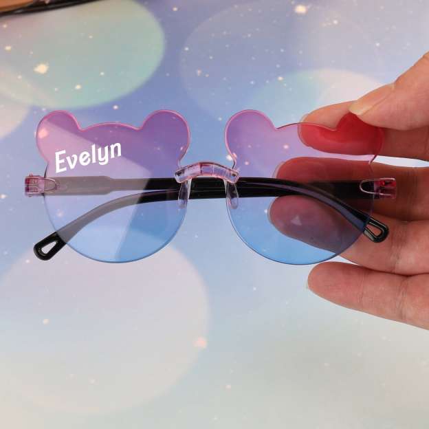 Personalized Bear Outline Rimless Sunglasse For Kids | CWBeach101