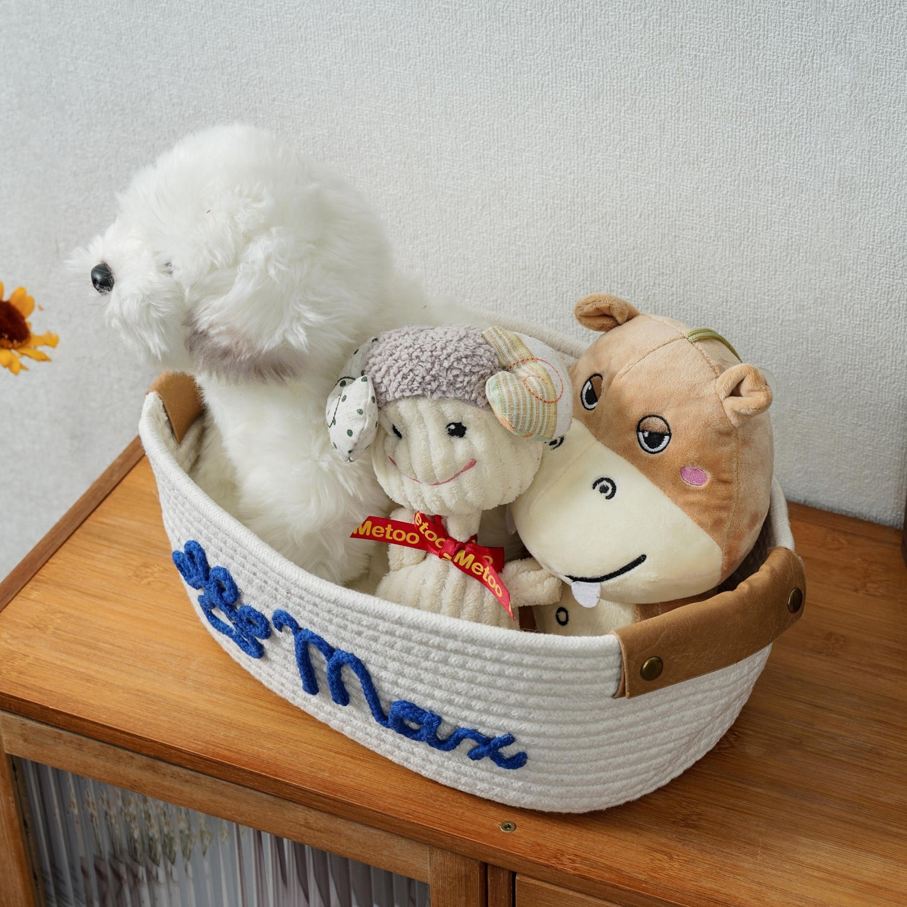 Personalized Knitted Wire Name Cotton Pet Rope Basket | BKPet90