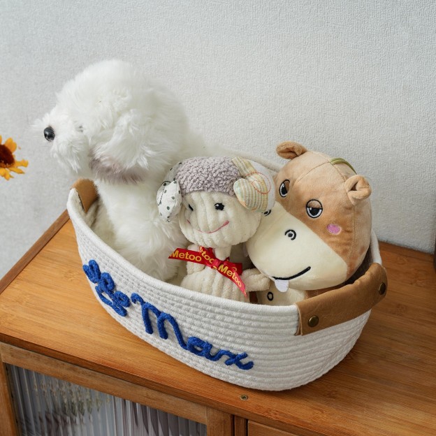 Personalized Knitted Wire Name Cotton Pet Rope Basket | BKPet90