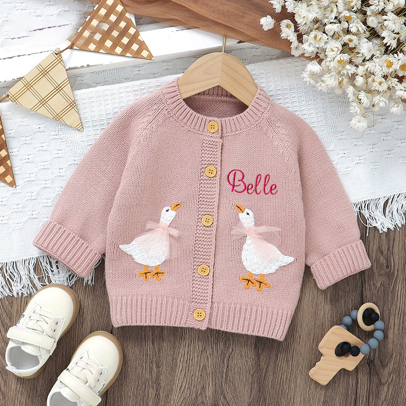 Personalized Baby Embroidered Cute Goose Cardigan | CWBaby325
