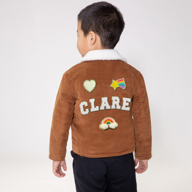 Personalized Chenille Patch Baby Corduroy Sherpa Jacket | CWBaby346