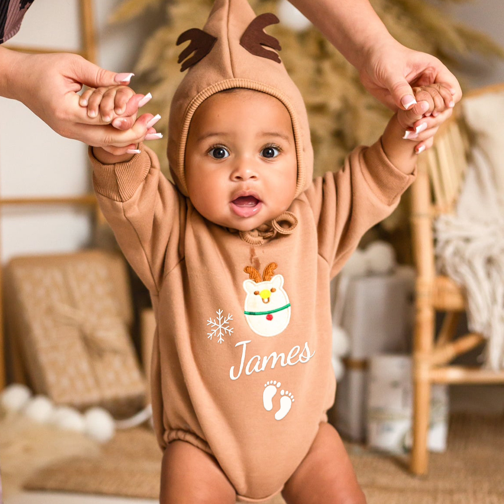 Personalized Baby Christmas Extram-warm Short Plush Outfit Set | MCGift363