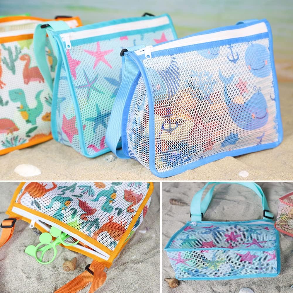 Personalized Embroidery Seashell Zipper Mesh Beach Bag | CWBeach112