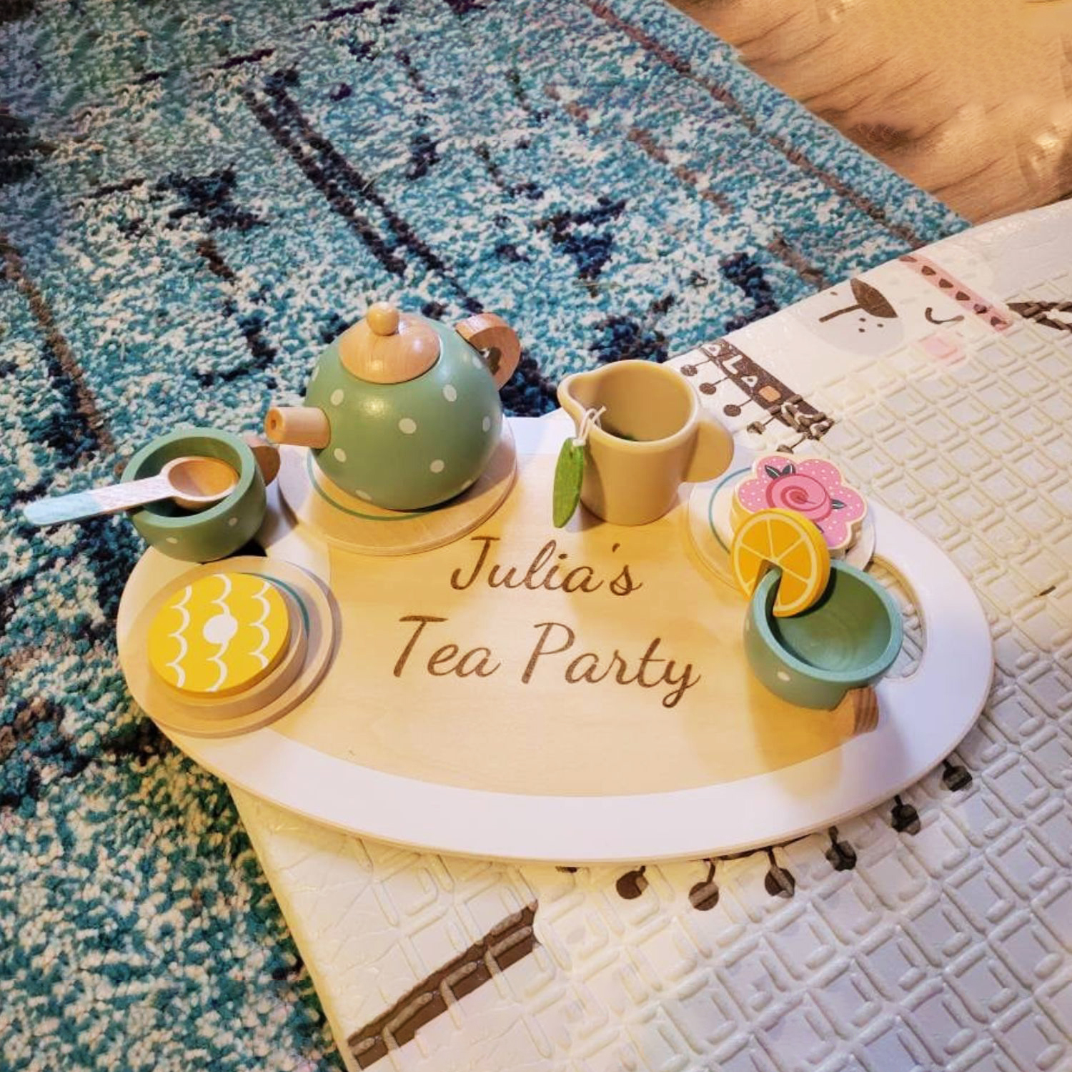 Personalized Kid's Wooden Afternoon Tea Play Set | CWToy49