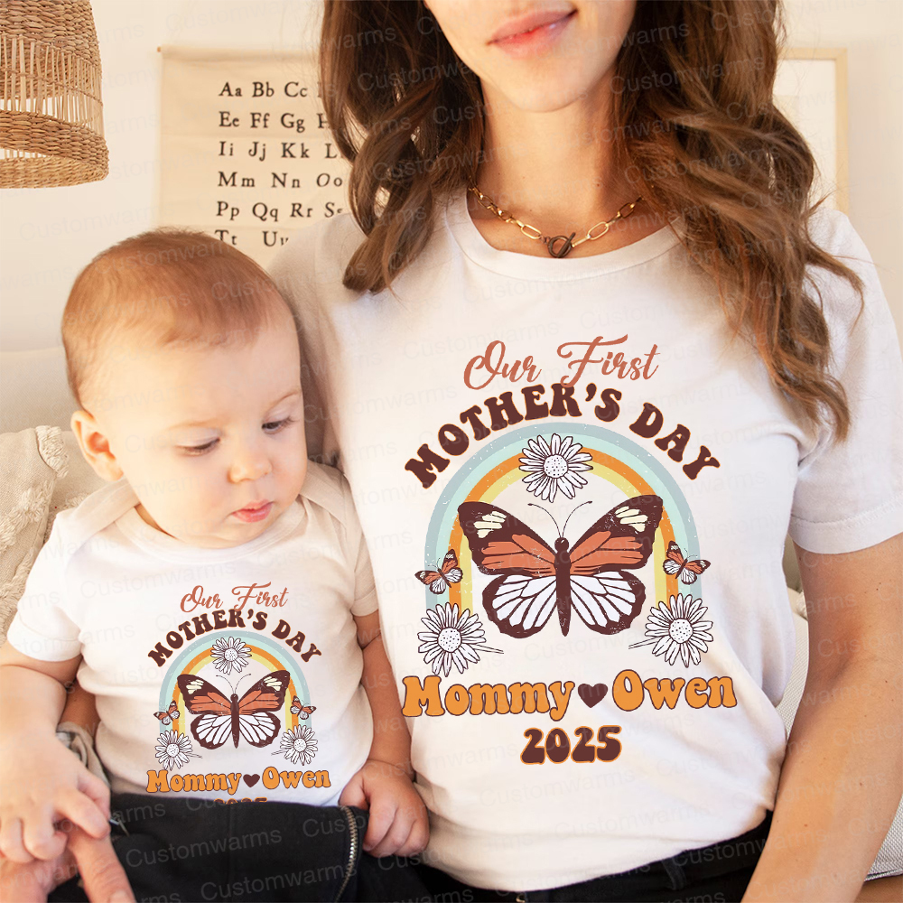 Personalized First Mother's Day Mommy and Baby Outfit | CWFamily34