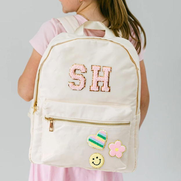 Personalized Lovely Chenille Letters Patch Kids School Backpack Set