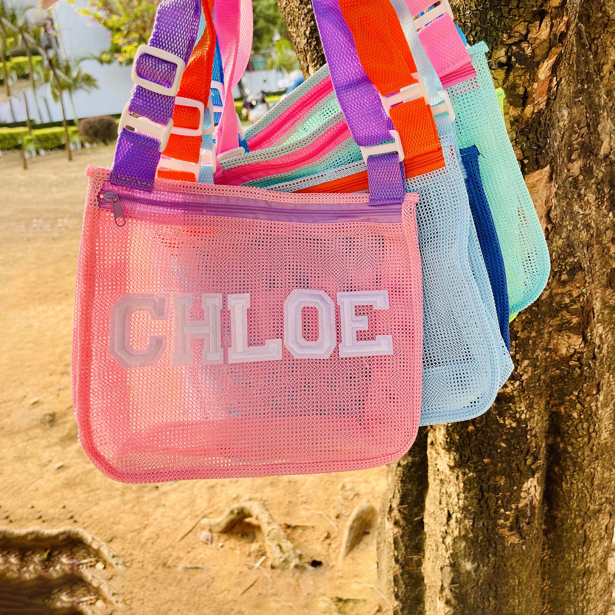 Personalized Seashell Zipper Mesh Beach Bag | CWBeach50