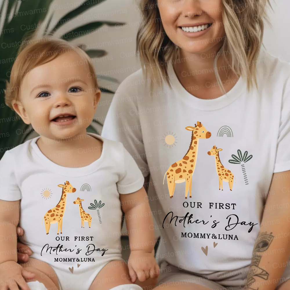 Personalized First Mother's Day Mommy and Baby Outfit | CWFamily28