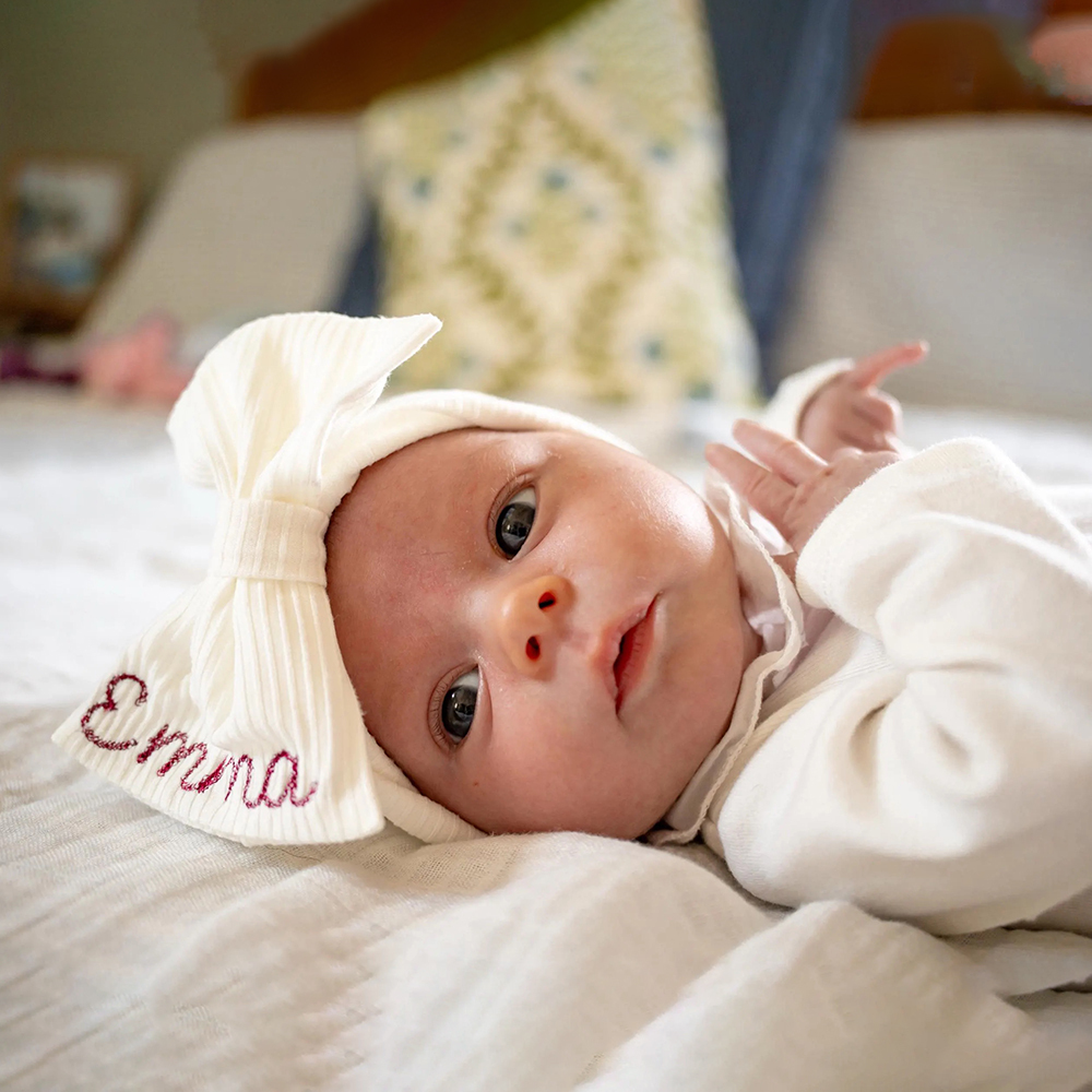 Personalized Embroidery Baby Girl Stretchy Bow Headband | CWBaby208