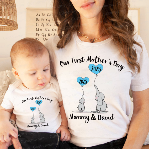Personalized First Mother's Day Mommy and Baby Outfit | CWFamily48