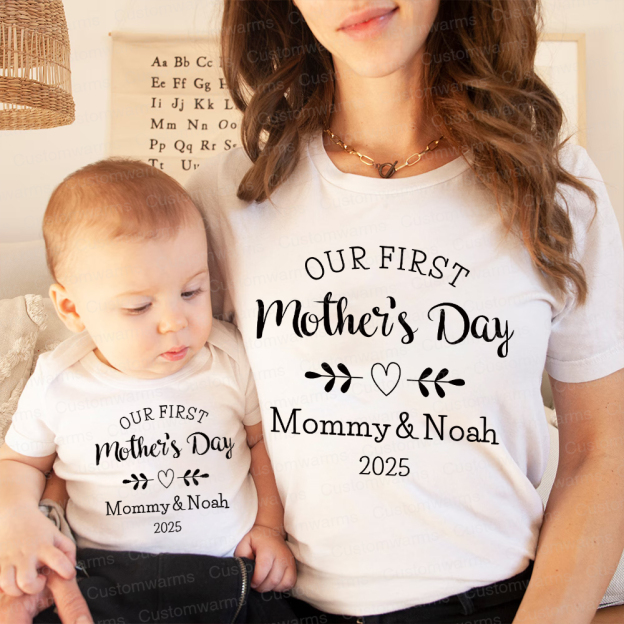 Personalized First Mother's Day Mommy and Baby Outfit | CWFamily50