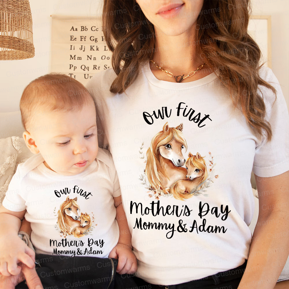 Personalized First Mother's Day Mommy and Baby Outfit | CWFamily51