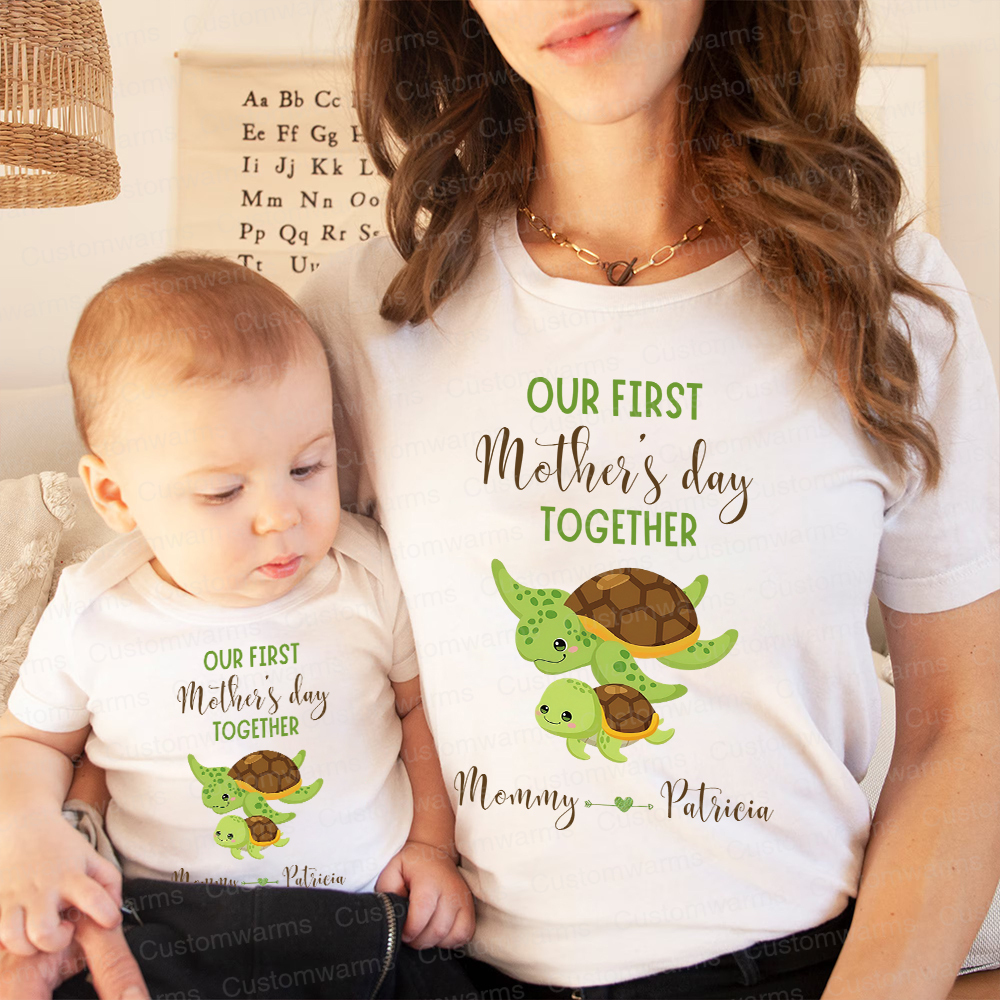 Personalized First Mother's Day Mommy and Baby Outfit | CWFamily46