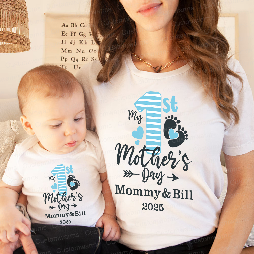 Personalized First Mother's Day Mommy and Baby Outfit | CWFamily54