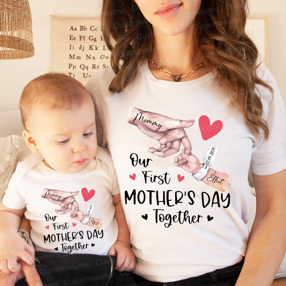 Personalized First Mother's Day Mommy and Baby Outfit | CWFamily57