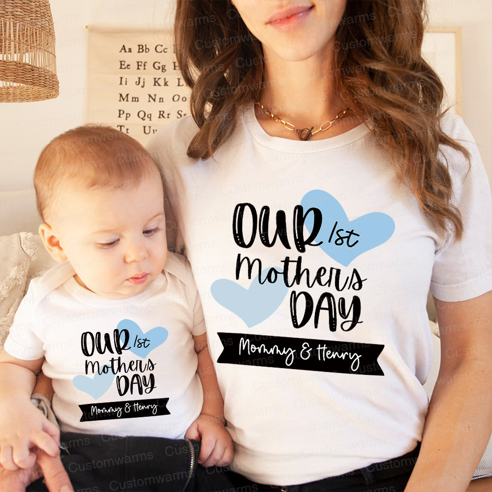 Personalized First Mother's Day Mommy and Baby Outfit | CWFamily58