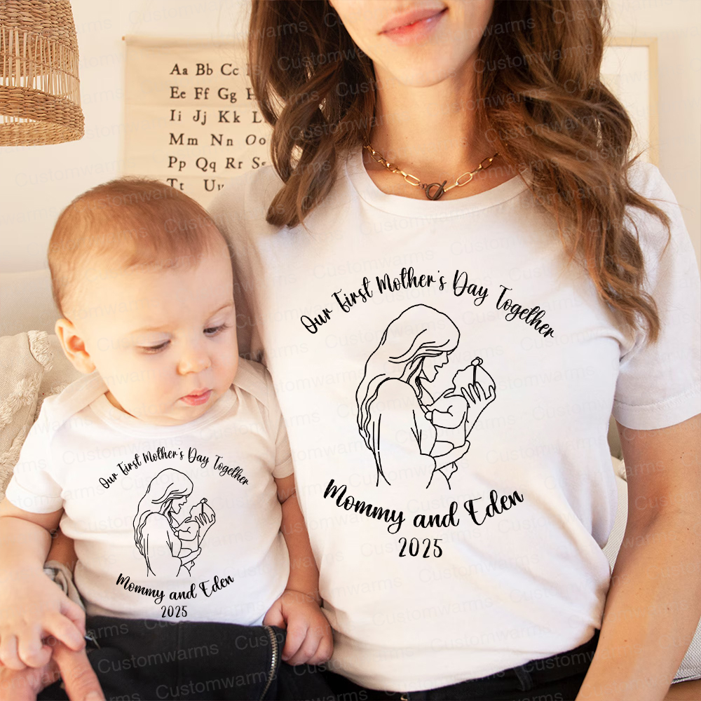 Personalized First Mother's Day Mommy and Baby Outfit | CWFamily61