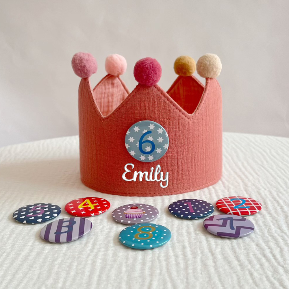Personalized Hand Embroidered Baby First Birthday Crown | CWBaby210