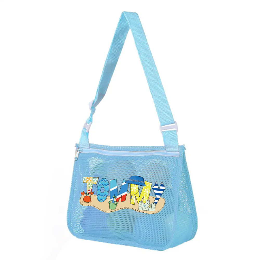 Personalized Seashell Zipper Mesh Beach Bag | CWBeach189