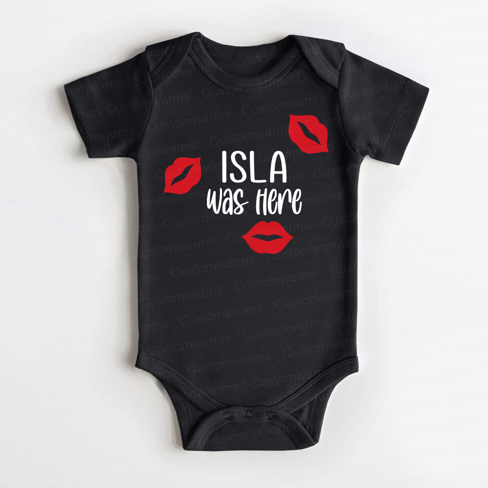 Personalized Baby I Was Here Kisses Romper | CWBaby215