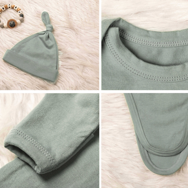 Personalized Cozy Newborn Gown with Knotted Hat | inRomper22