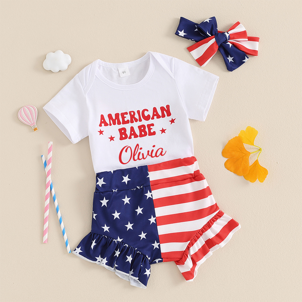 Personalized 4th of July Independence Day Outfit Set | CWBaby256