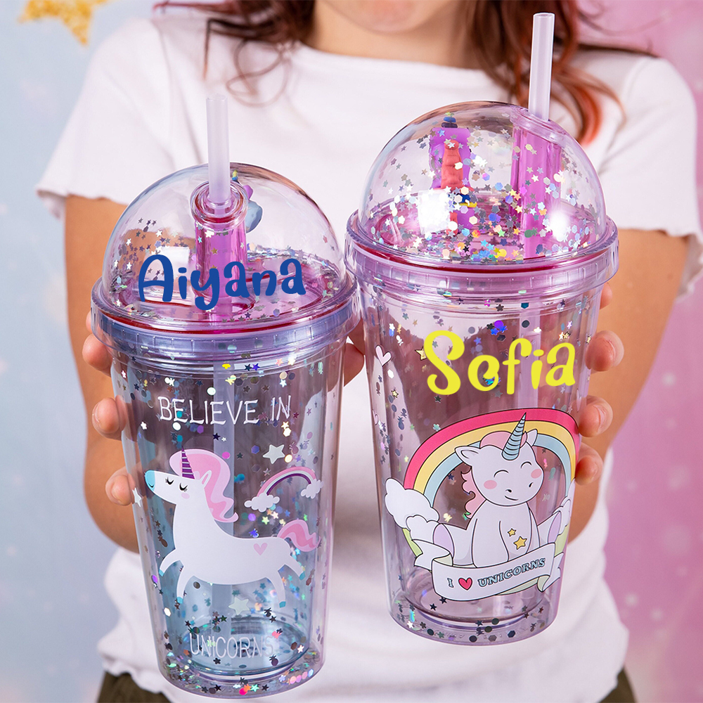 Personalised BPA Free 15oz Kid Unicorn Tumblers Bottles | YouBottle69