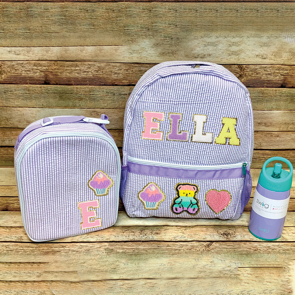 Personalized Kids Seersucker Backpack Insulation Lunch Box