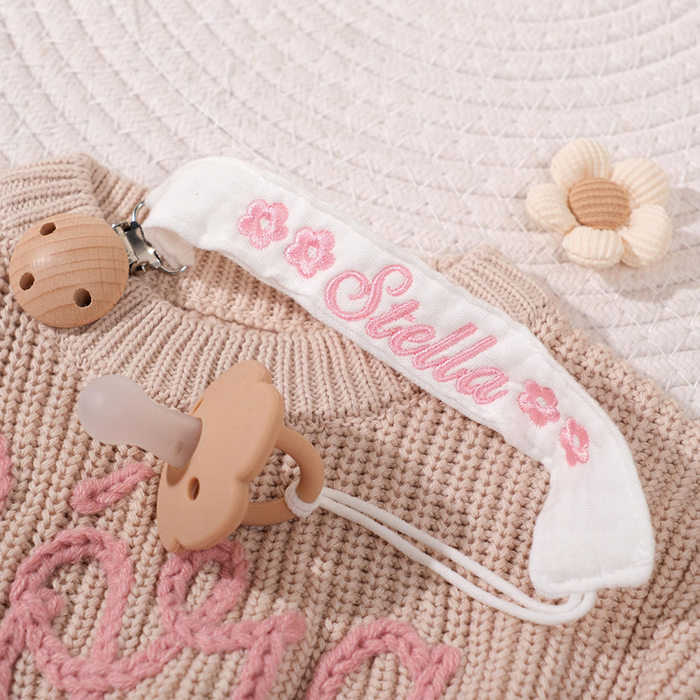 Personalized Baby Embroidered Pacifier Strap with Name | CWToy129