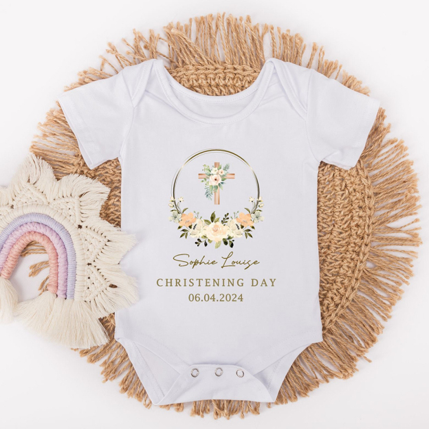 Personalized Baby Christening Day Romper | CWBaby259