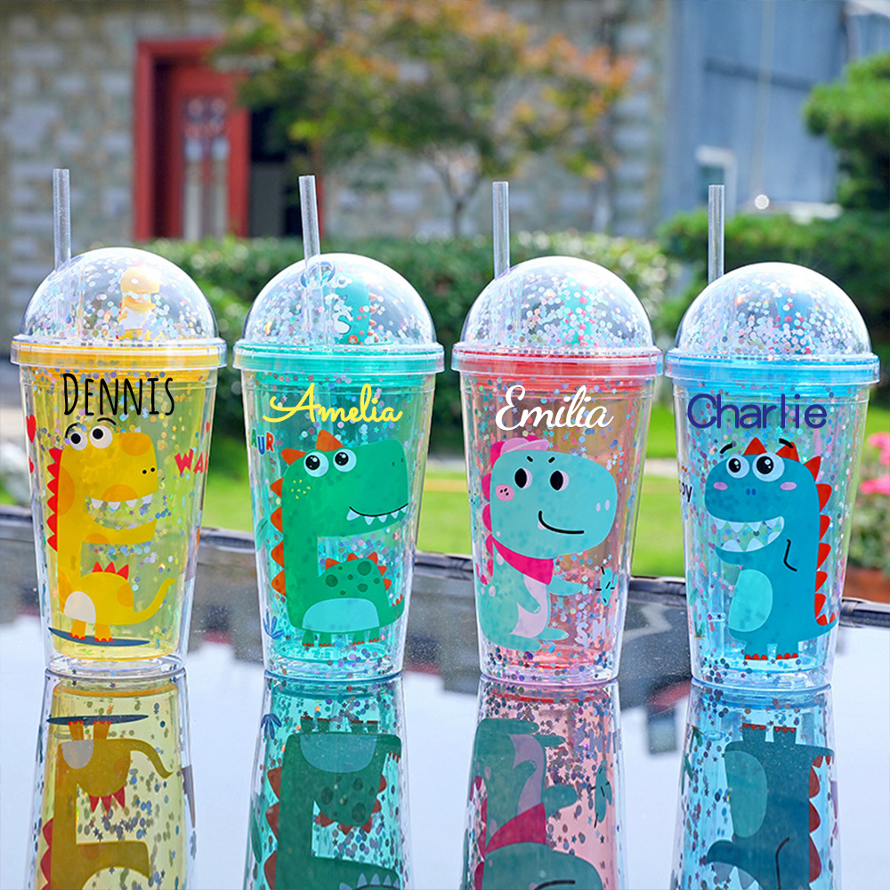 Personalised BPA Free 16oz Cartoon Dinosaur Tumblers Bottles | YouBott