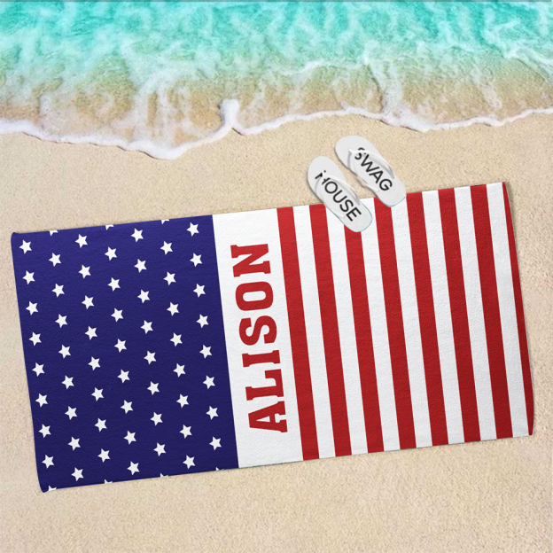 Personalized 4th of July Independence Day Beach Towel | CWTowel174