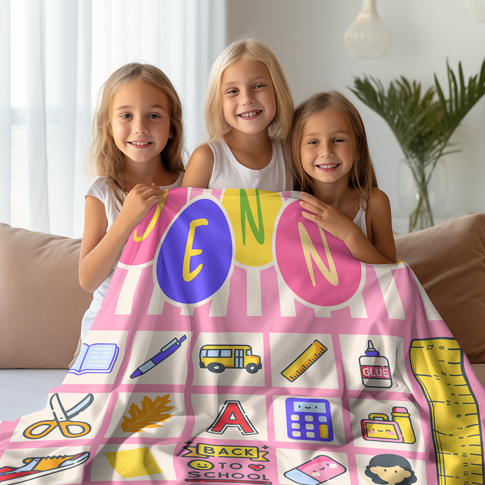 Personalized Lovely Kid Back To School Blanket | BKKid180