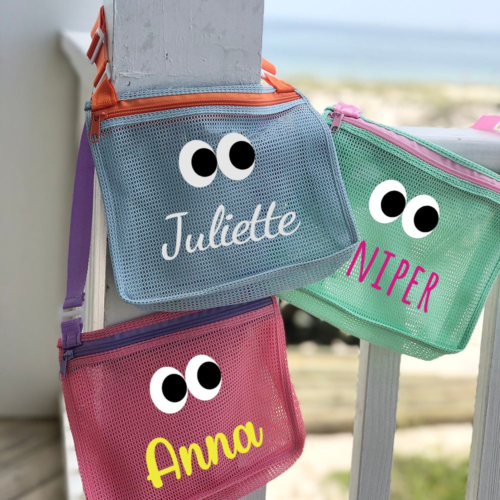 Personalized Seashell Zipper Mesh Beach Bag | CWBeach0101