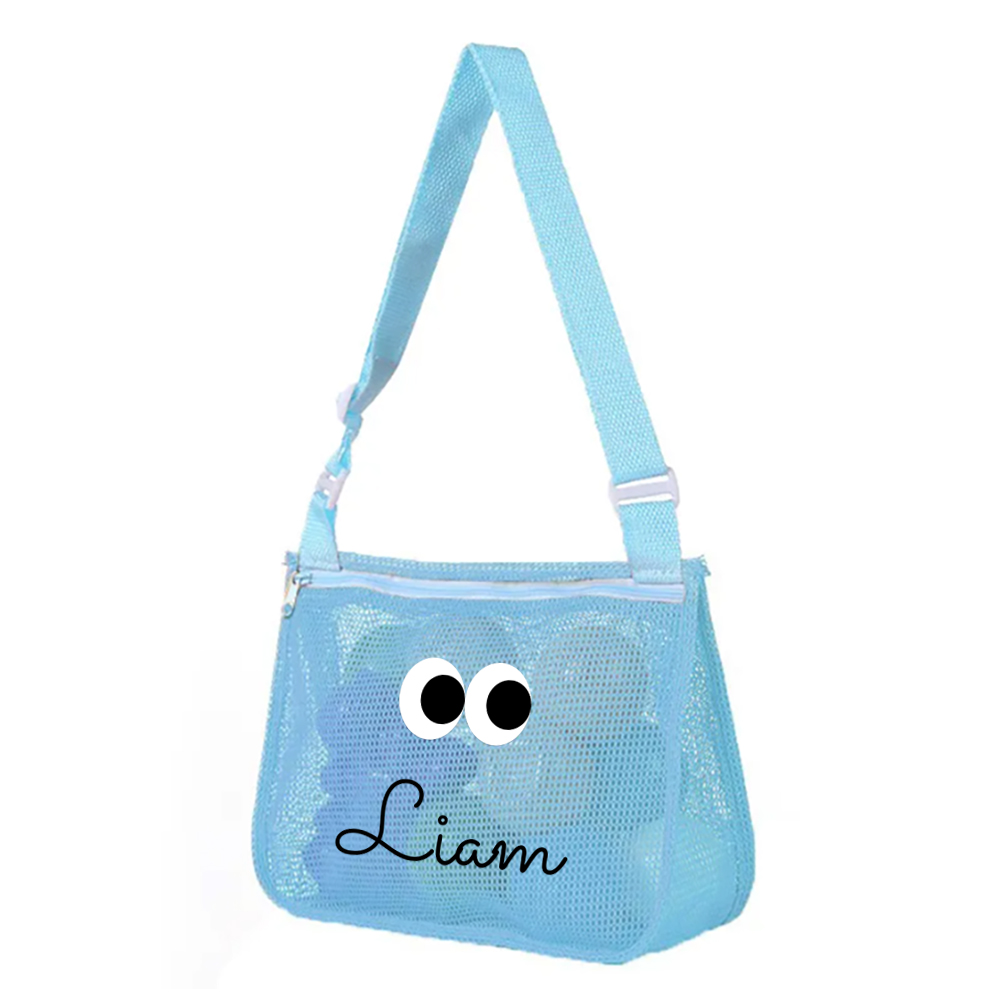 Personalized Seashell Zipper Mesh Beach Bag | CWBeach0101