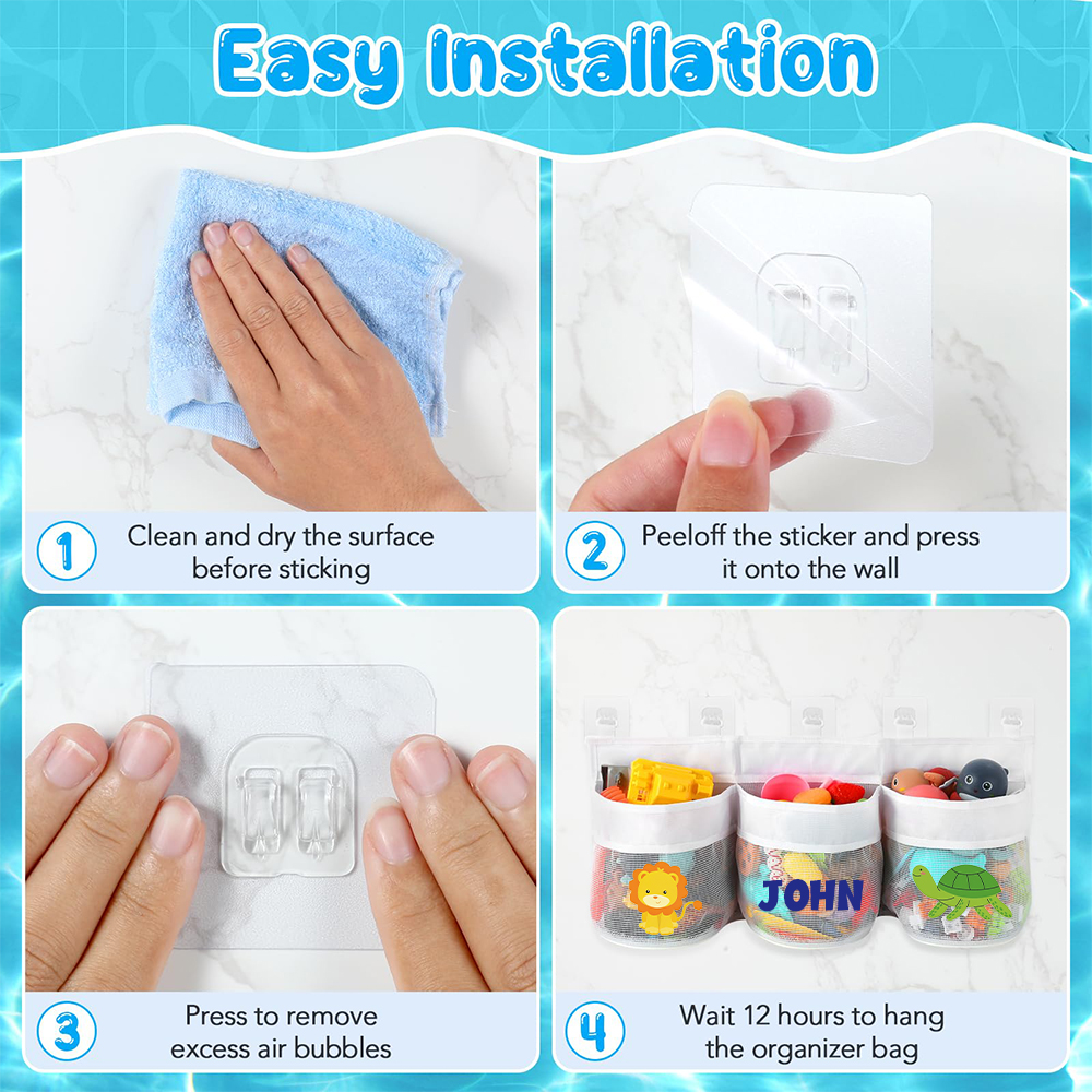 Personalized Wall-mounted Bath Toy Storage Mesh Bag | CWToy137