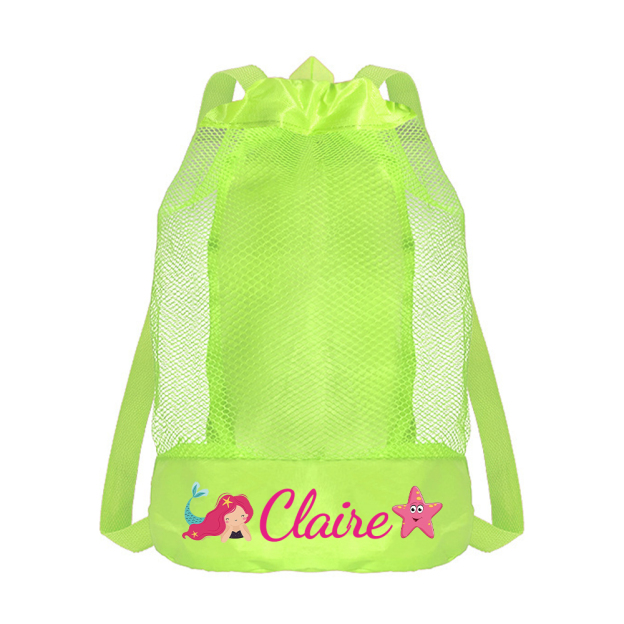 Personalized Mesh Adjustable Drawstring Beach Backpack | CWBeach198