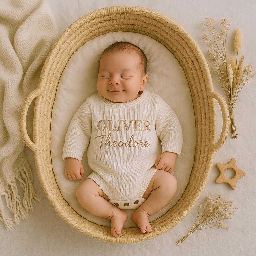 Personalized embroidered Name Baby Sweater Romper | CWBaby278