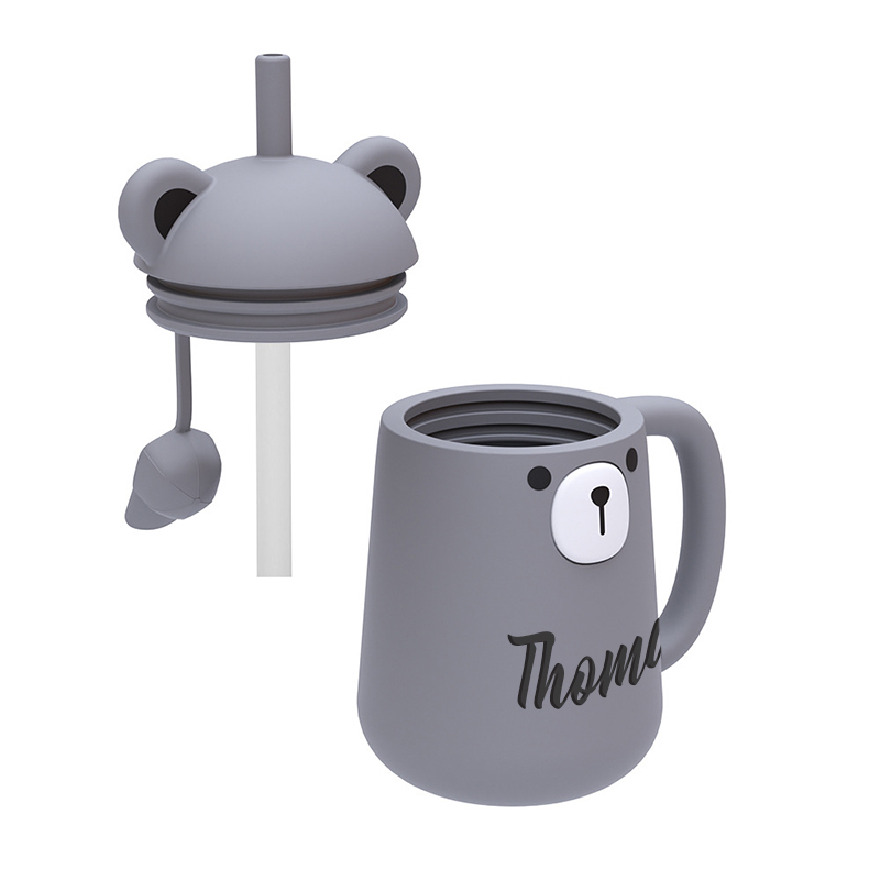 Personalized Silicone Cup with Lid and Straw | KidCup06