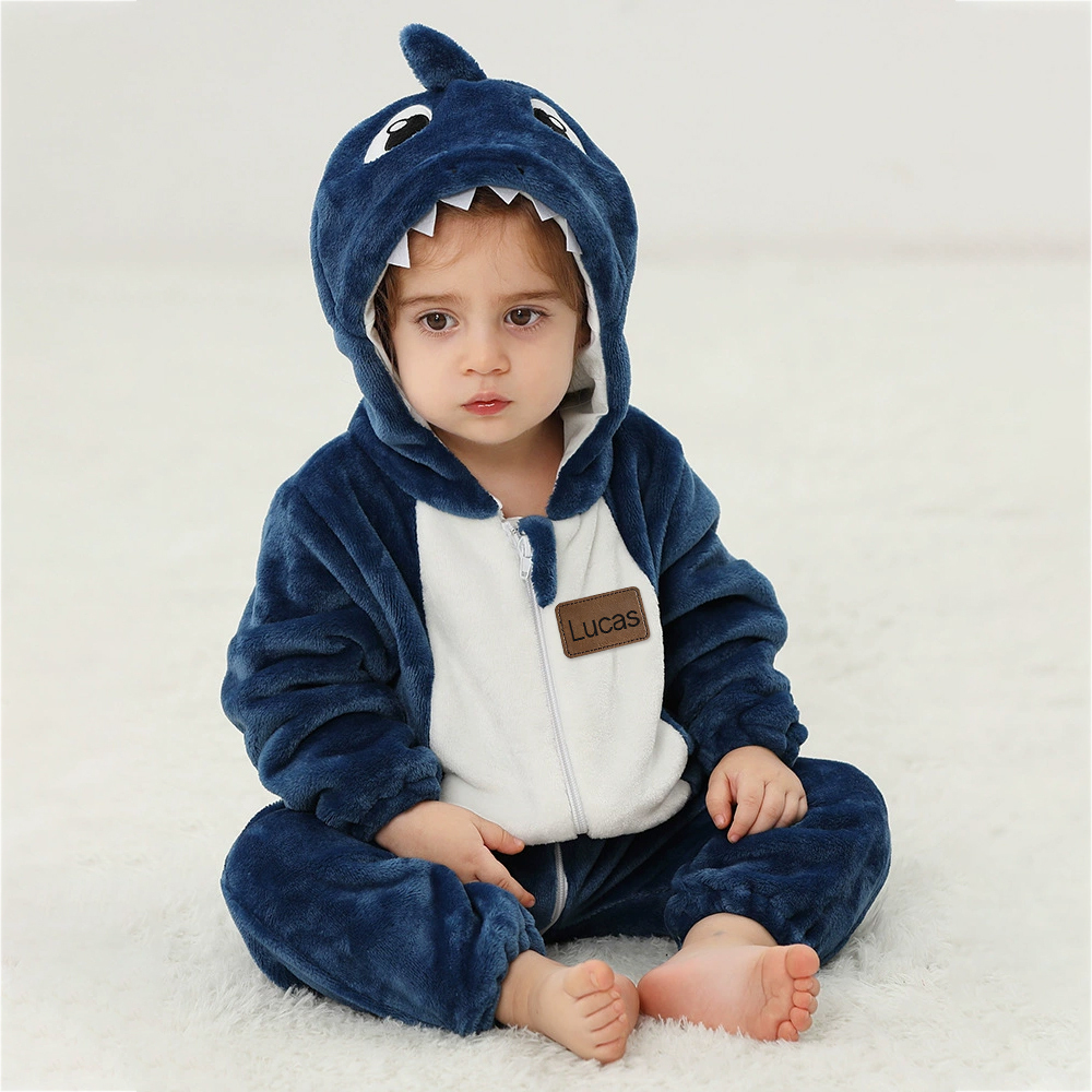Personalized Leather Patch Baby Animal Romper | CWBaby122