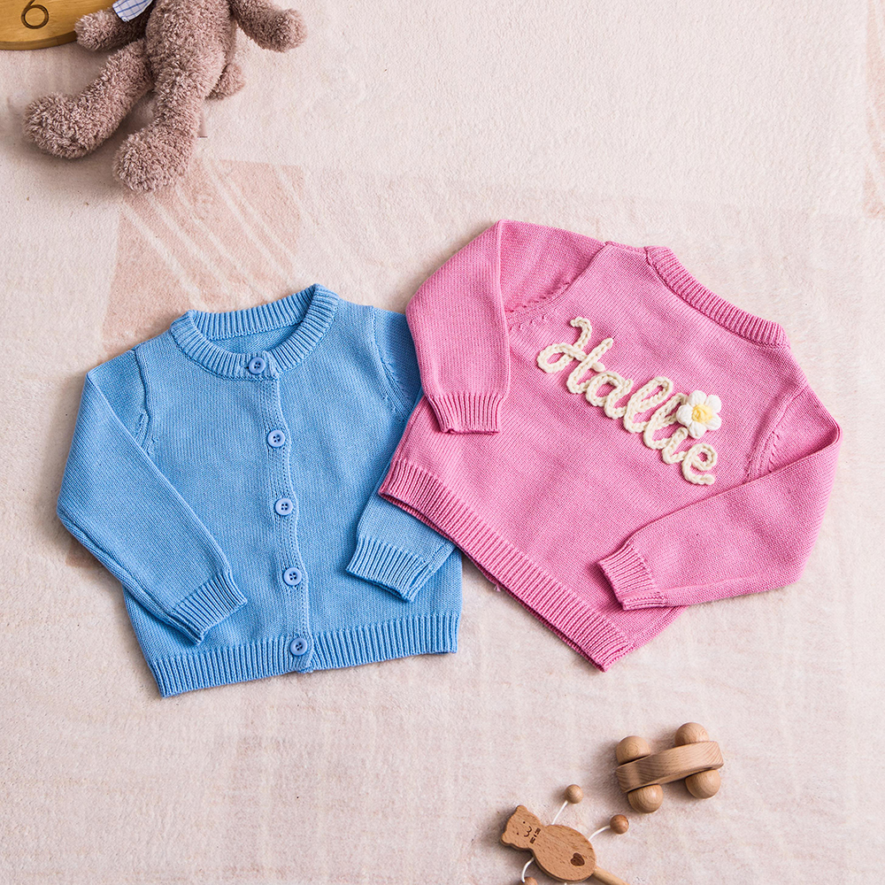 Personalized Hand Embroidered Kids Cardigan | CWBaby289