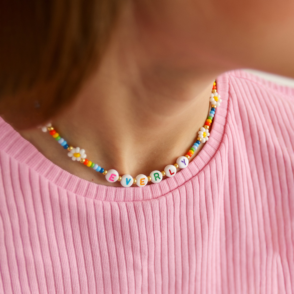 Personalized Kids Colorful Flower Bead Necklace｜CWBeach201