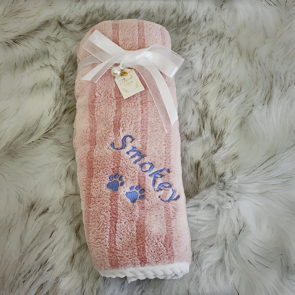 Personalized Embroidered Cozy Coral Fleece Pet Blanket | BKPet199