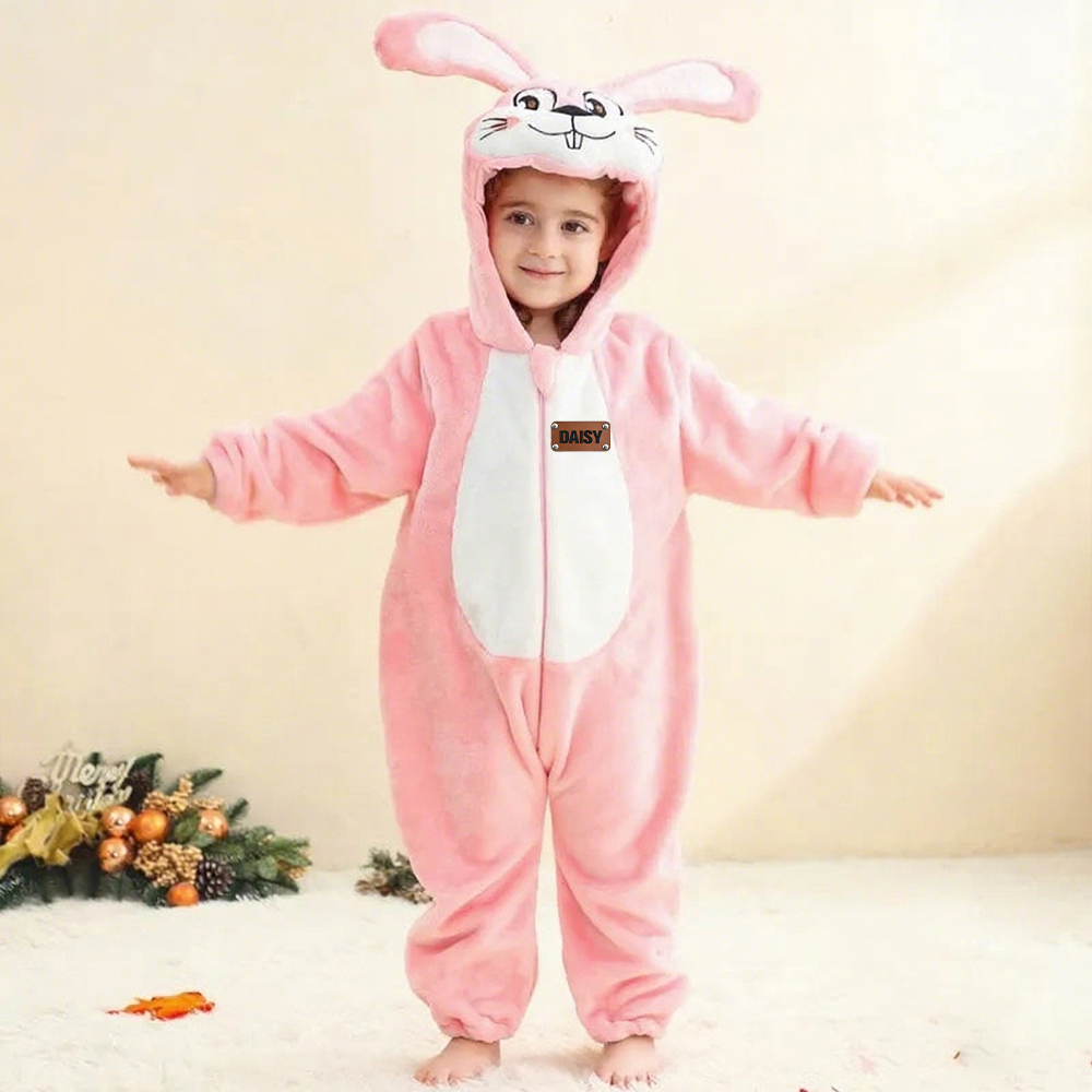 Personalized Leather Patch Baby Animal Romper  | CWBaby287