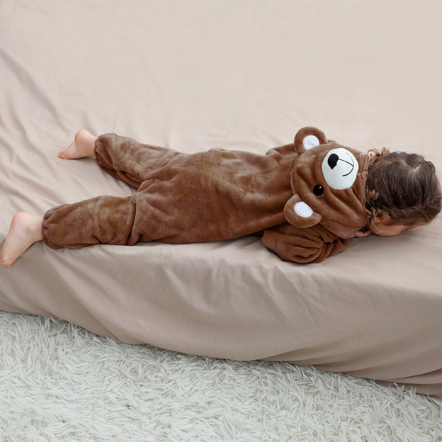 Personalized Leather Patch Baby Lovely Bear Animal Romper | CWBaby288