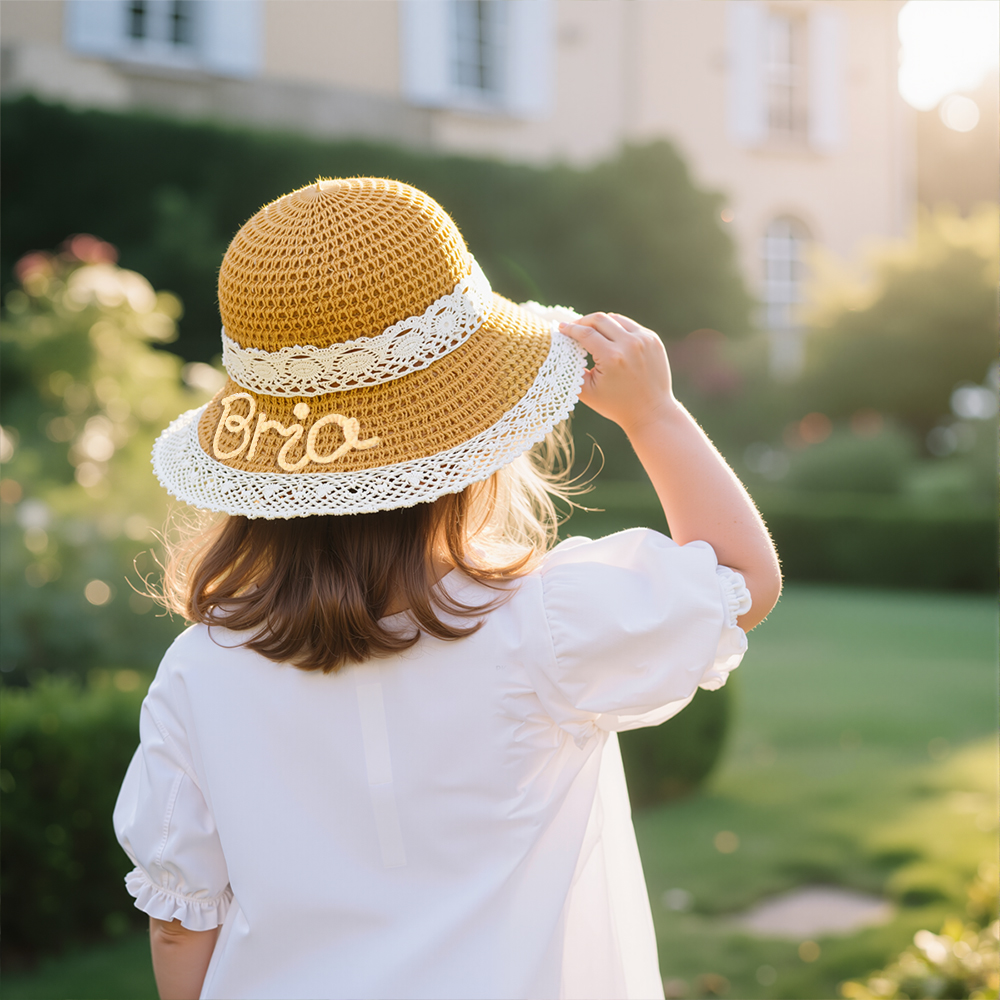 Personalized Summer Hand Embroidered Straw Hat | CWBeach202