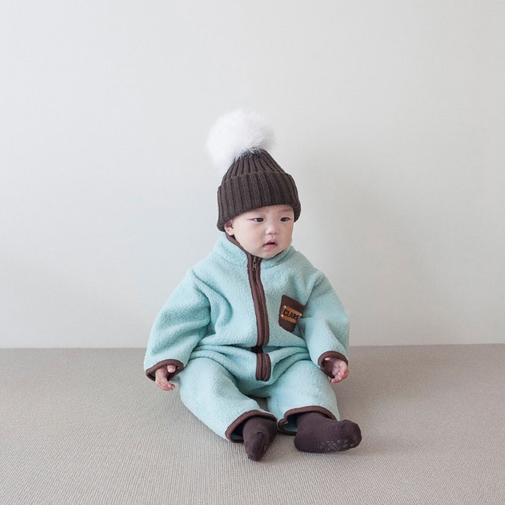 Personalized Leather Patch Baby Soft Sherpa Jumpsuit | CWBaby290