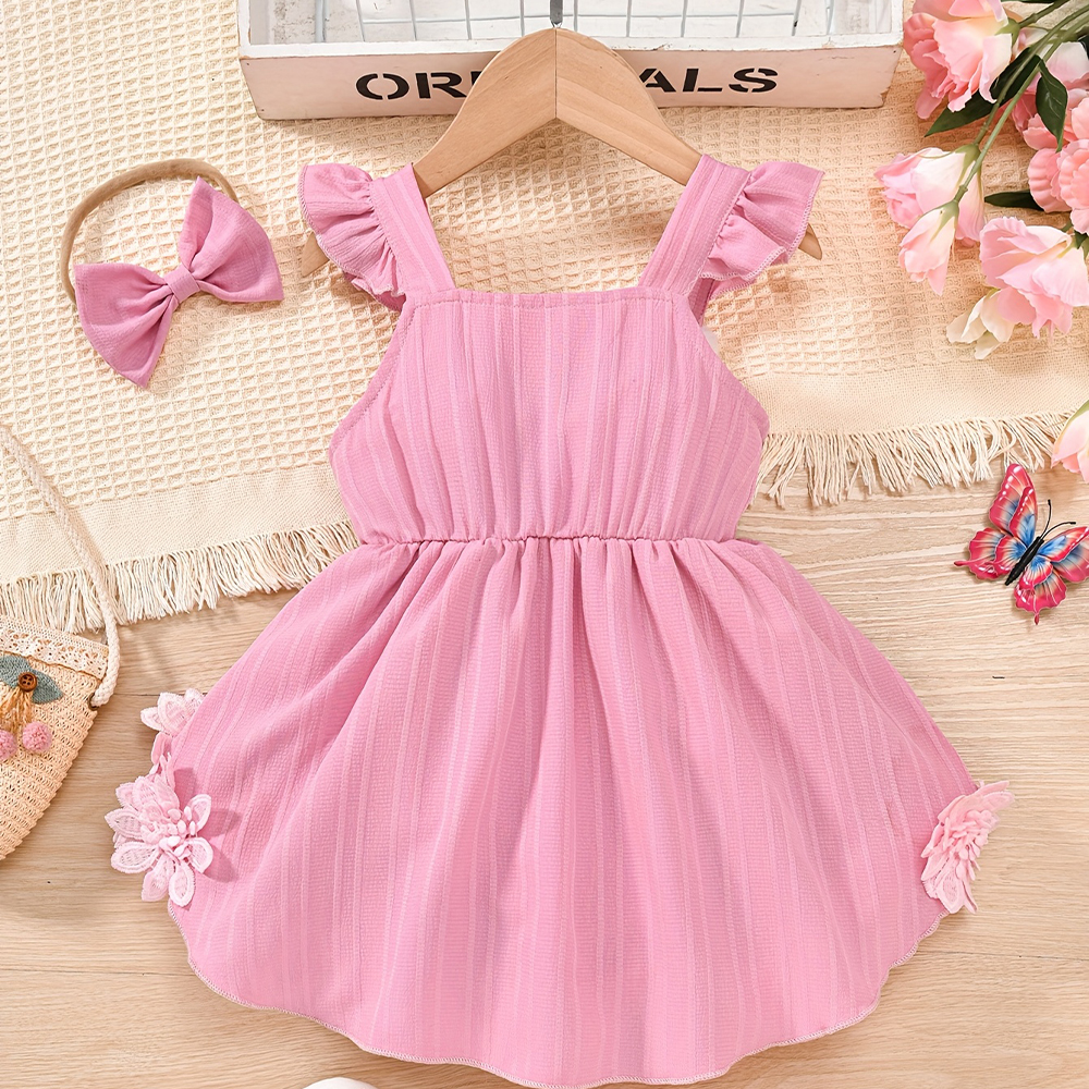 Personalised Lovely Lace Flower Baby Girl Princess Dress | CWBaby294