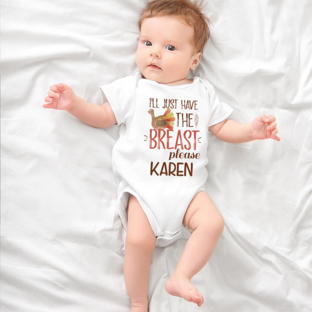 Personalized Baby Romper with Bib Set For Thanksgiving Party | CWThanks03