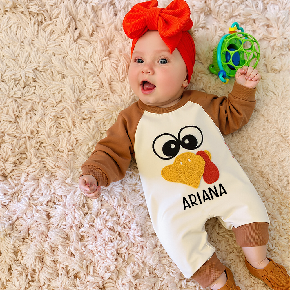 Personalized Baby Lovely Thanksgiving Turkey Romper | CWThanks04